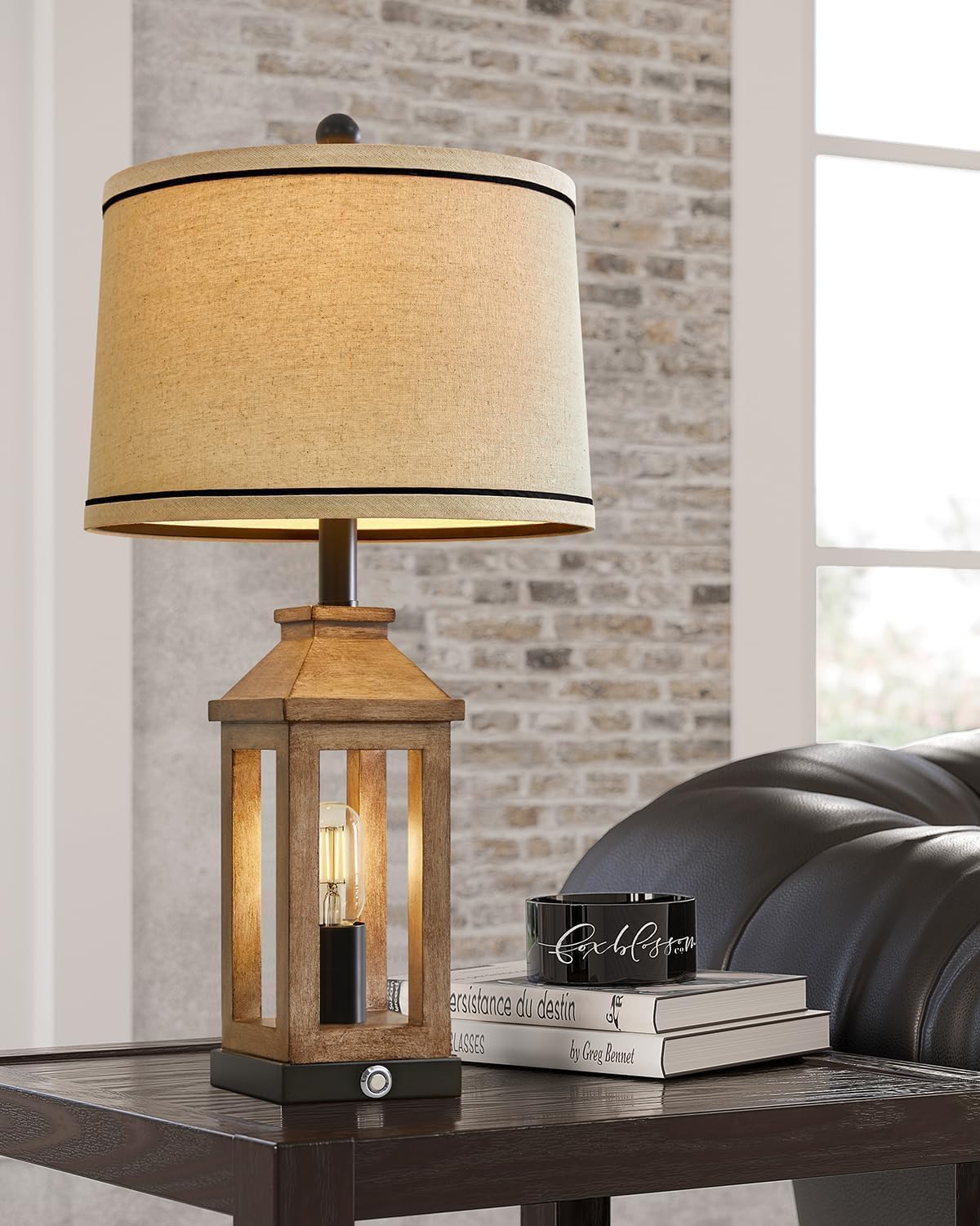G-SAFAVA cream lampshade yields soft, glare-free light.