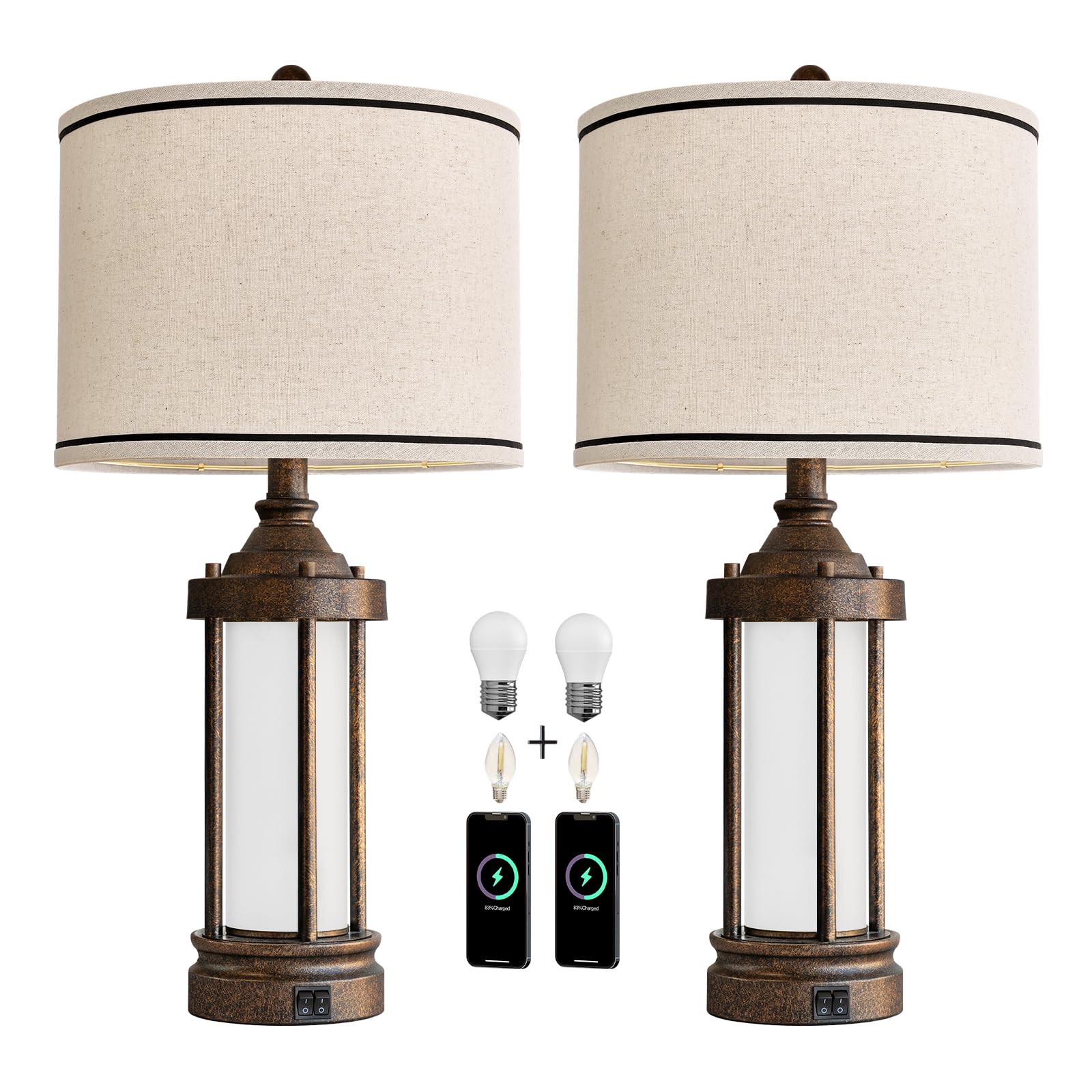 Dual USB ports on G-SAFAVA lamps keep devices charged
