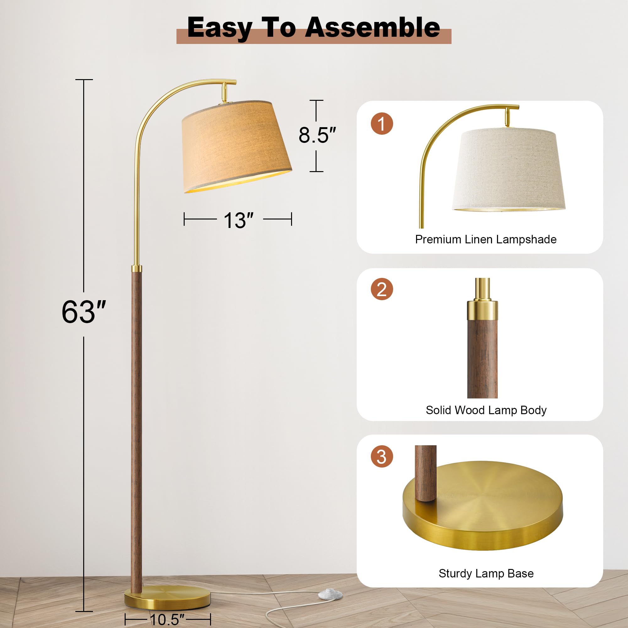 G-SAFAVA easy-assembly floor lamp for quick setup