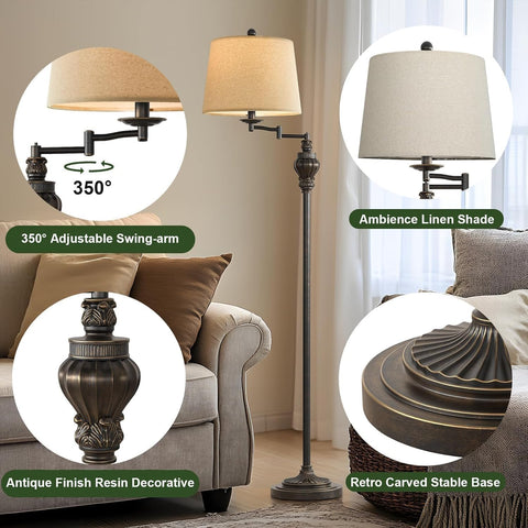 G-SAFAVA floor lamp in a bedroom setup for reading light