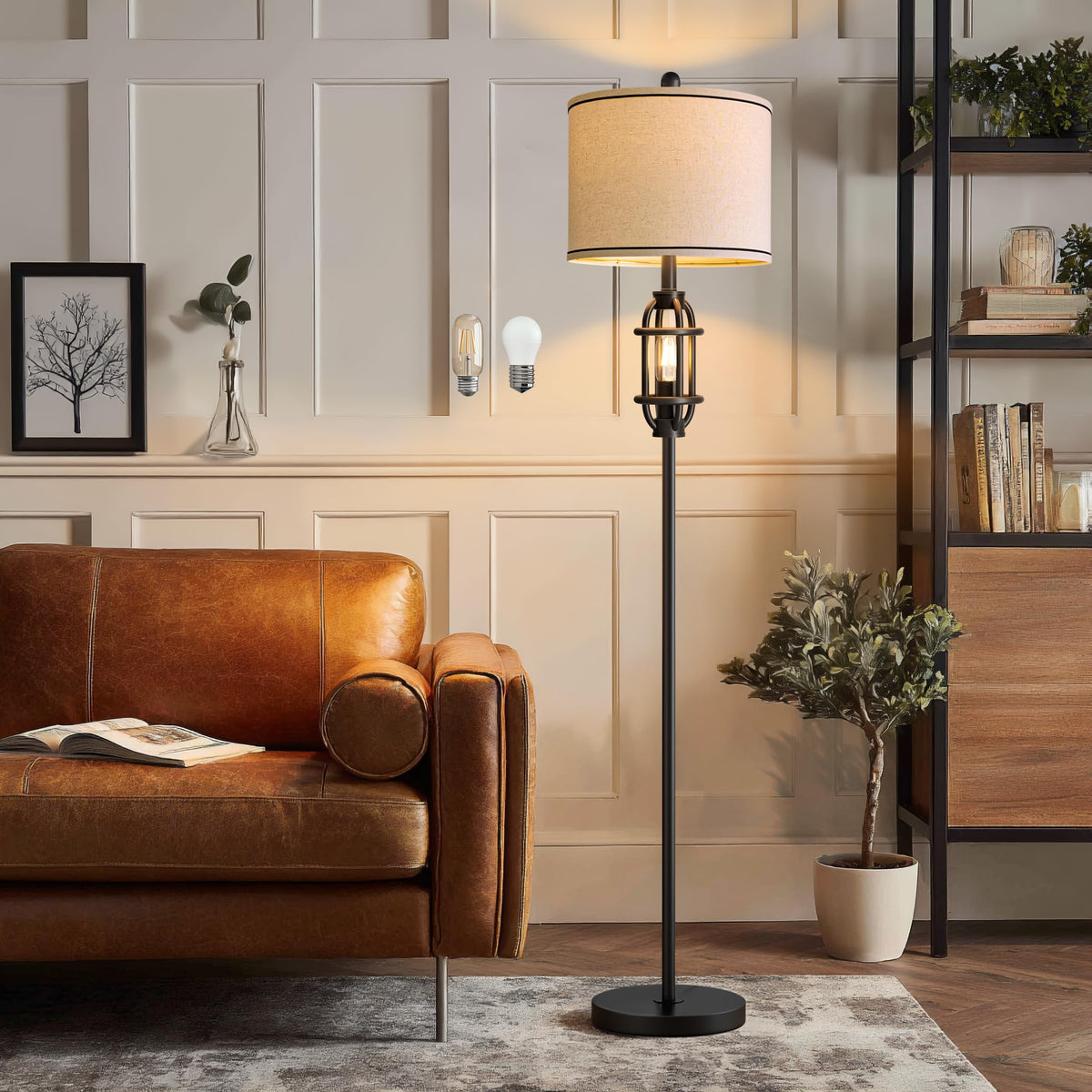 G-SAFAVA floor lamp with heavy base offers stable support for living rooms.