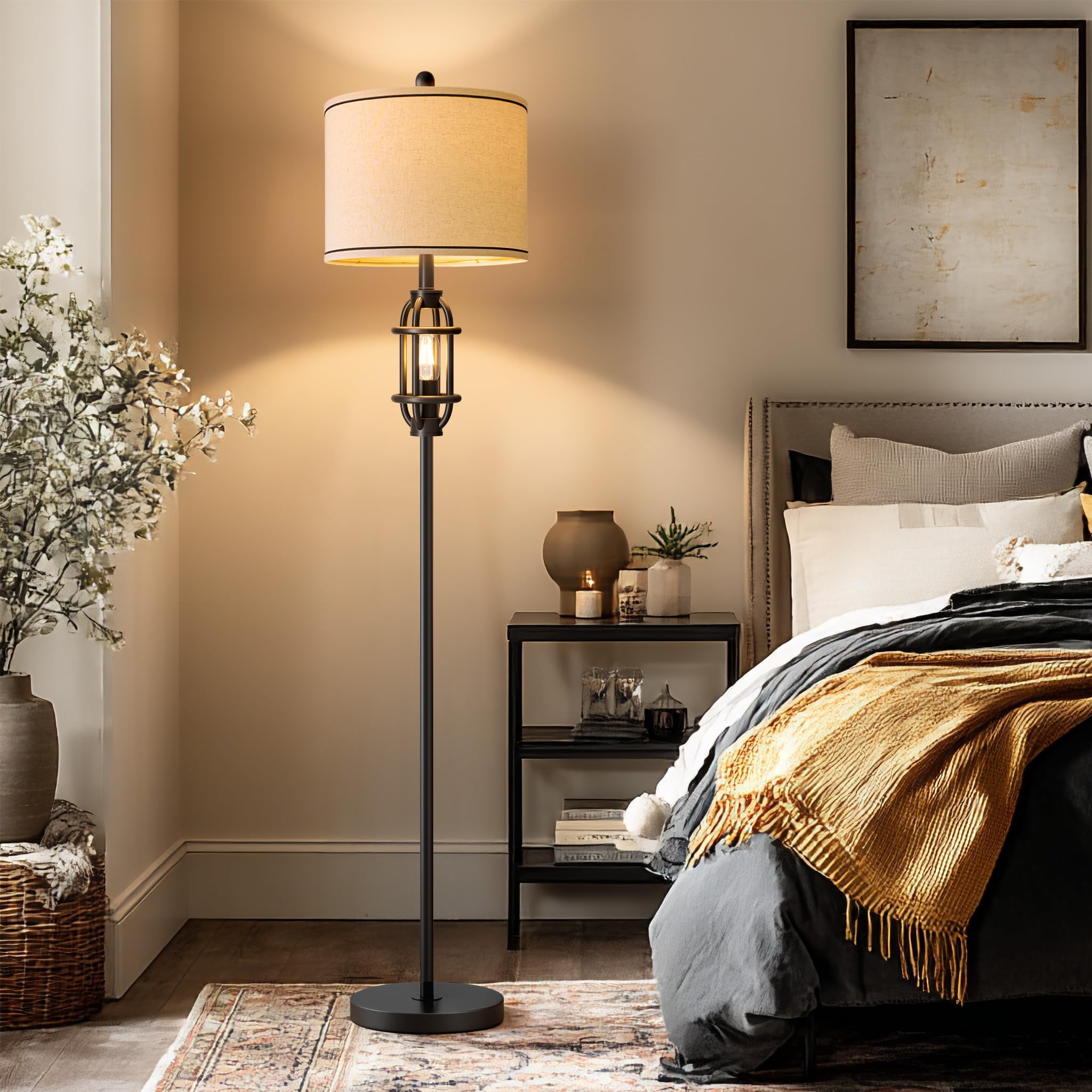G-SAFAVA rotary-switch floor lamp enables flexible lighting, one or two lights.