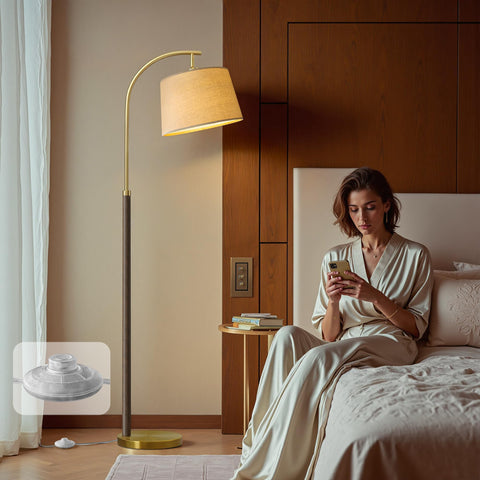 G-SAFAVA linen shade diffuses light for gentle bedside illumination