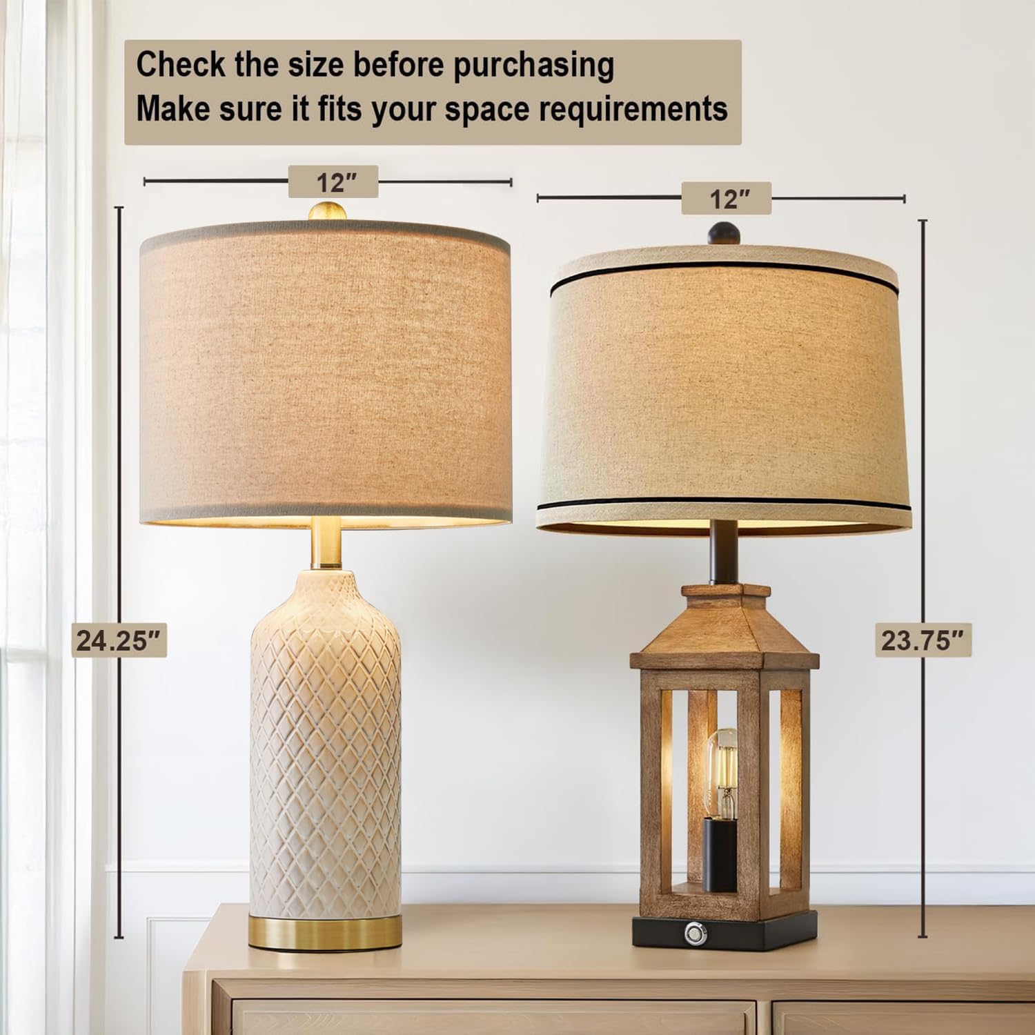 G-SAFAVA living room lamps pair adds cohesive upscale glow.