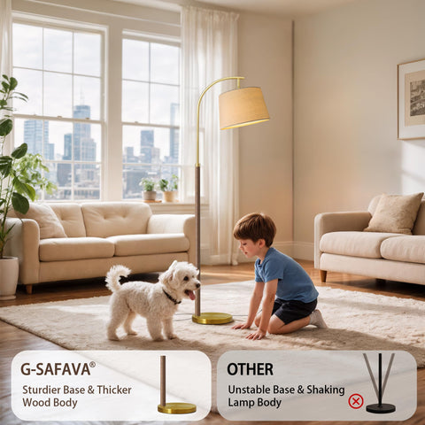G-SAFAVA mid-century modern wood-base floor lamp enhances study spaces
