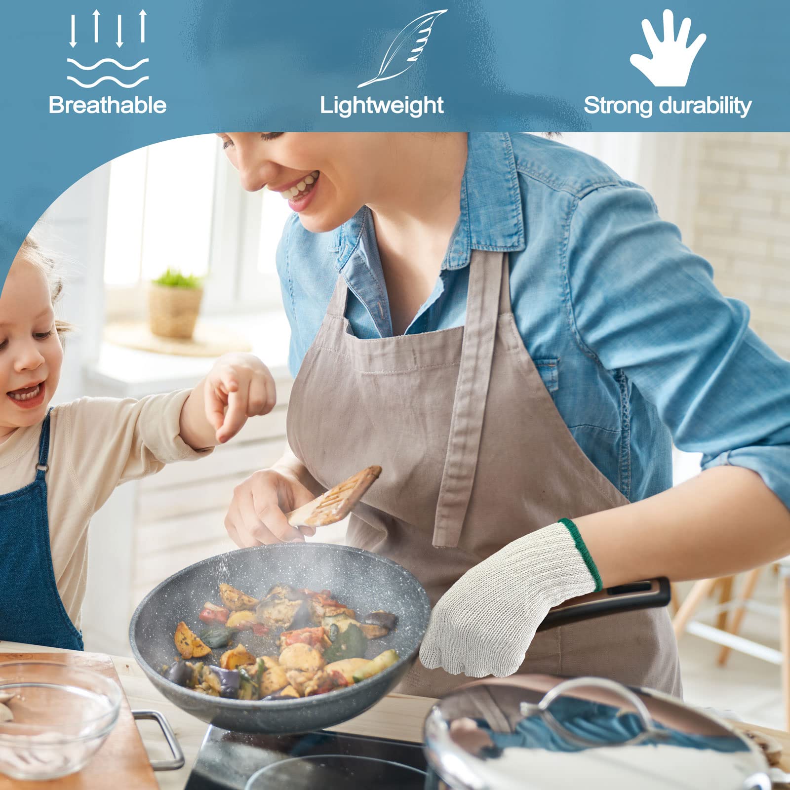 GSAFEME machine washable glove liner, reusable for daily cooking tasks.