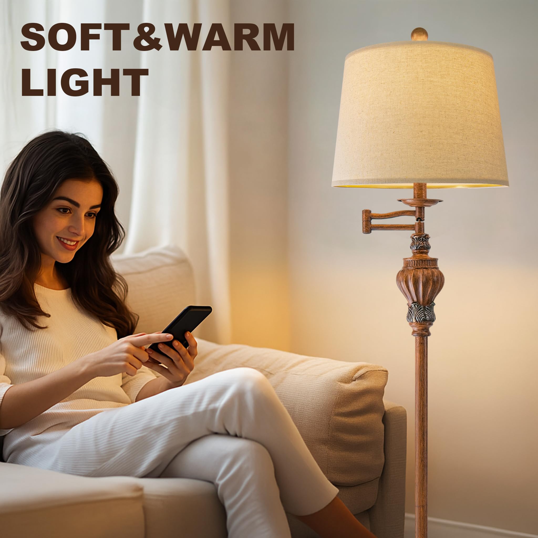 G-SAFAVA bedside vintage lamp creates cozy illumination beside the bed.
