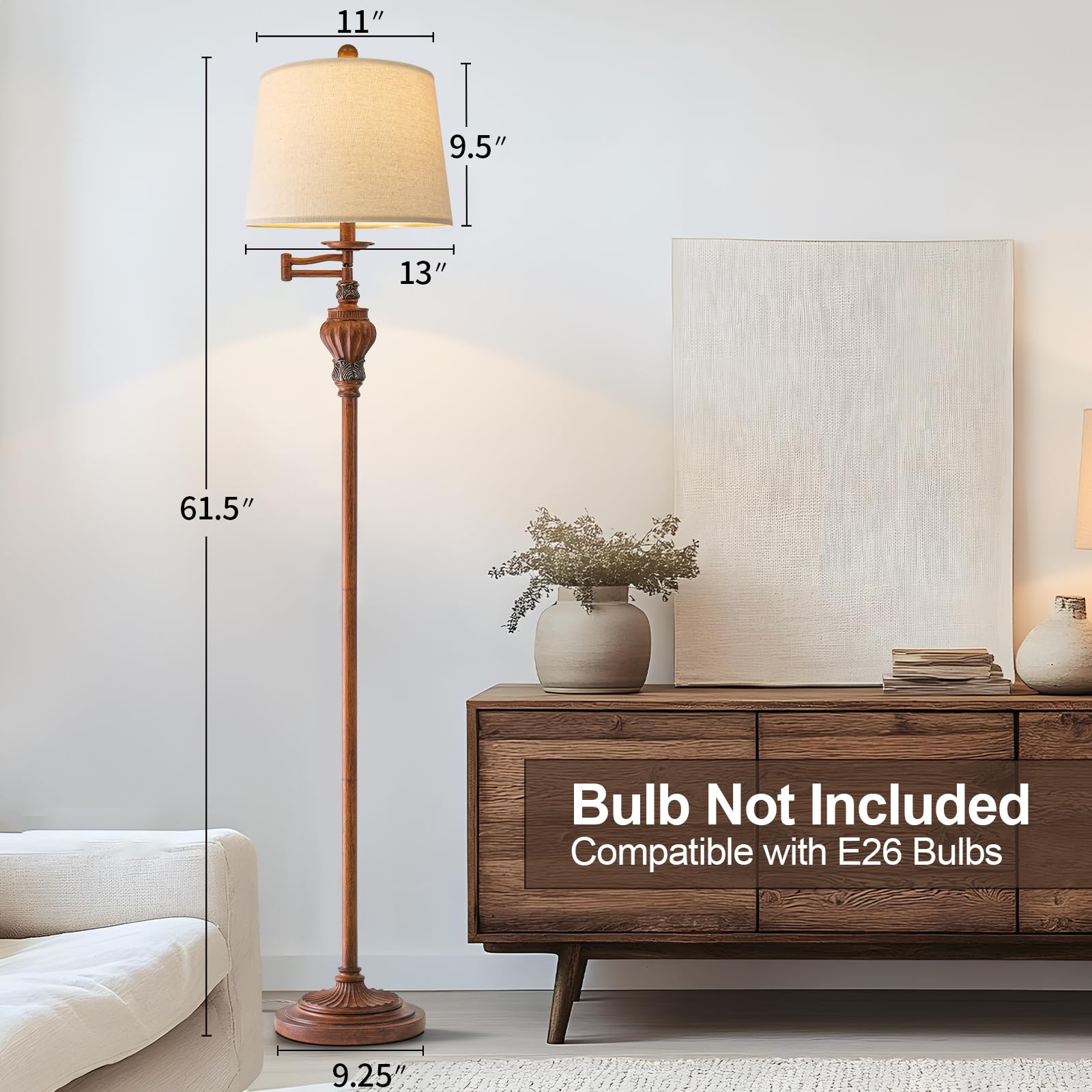 G-SAFAVA mid-century farmhouse lamp complements rustic interiors.