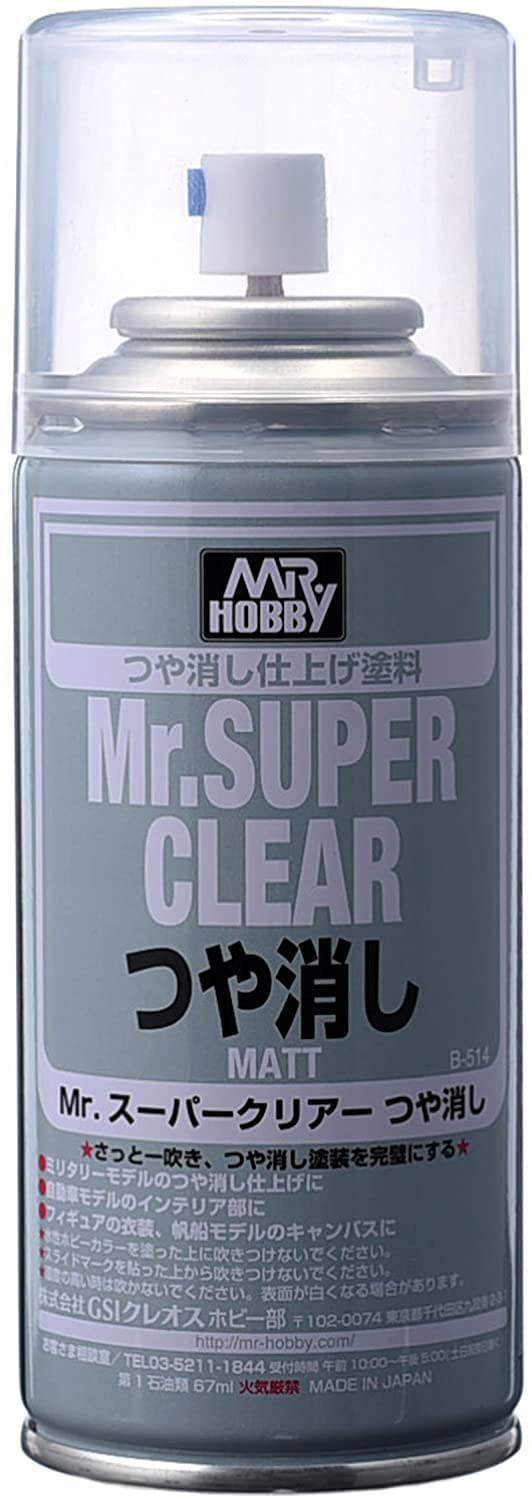 GSI Creos Mr. Super Clear flat spray delivers a matte seal for painted surfaces and plastics