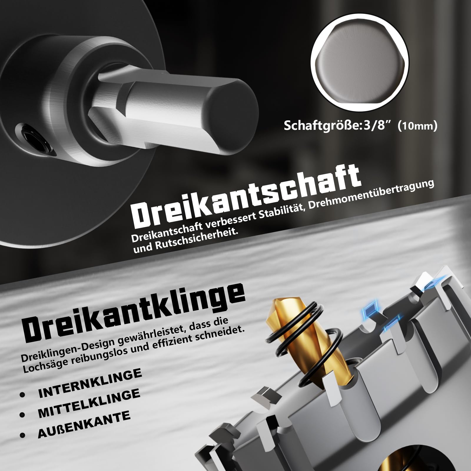 GSTK hole saw cutting stainless steel demonstration shows heavy-duty performance.