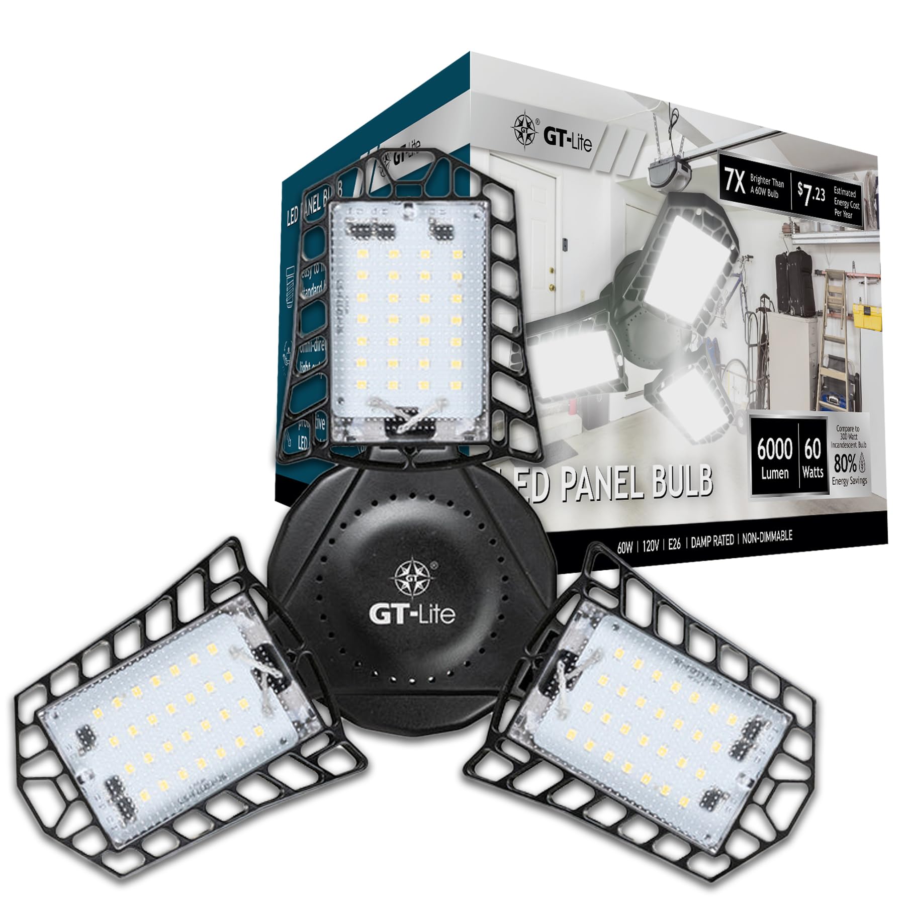 GT-Lite LED Garage Bulb with E26 base delivers bright, energy-saving illumination for garages.