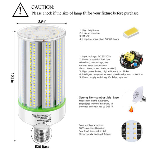 GTAREN LED corn bulb 5000K daylight delivers clear, task-ready illumination.