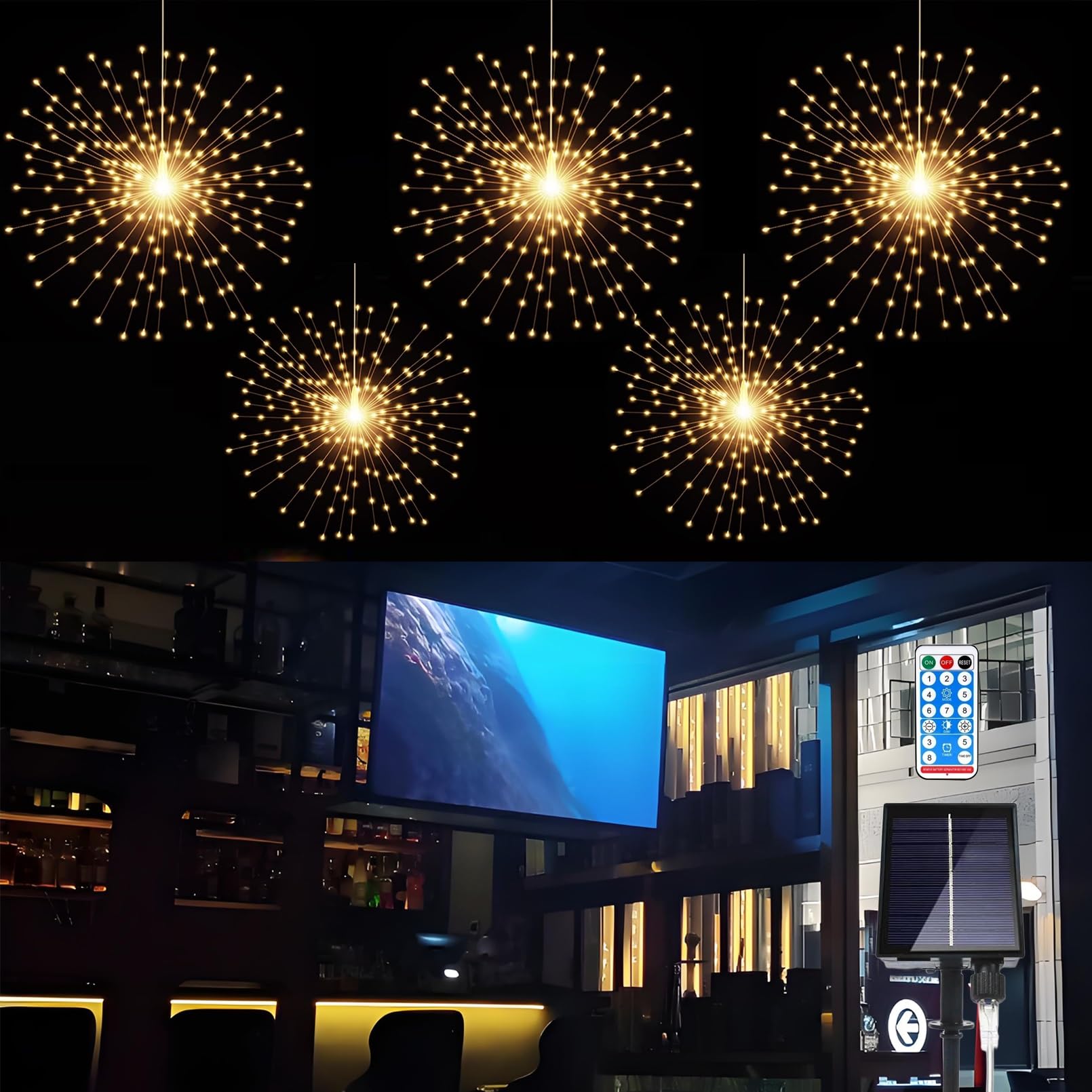 GTSYDING 450 LEDs solar firework lights provide dramatic outdoor ambiance
