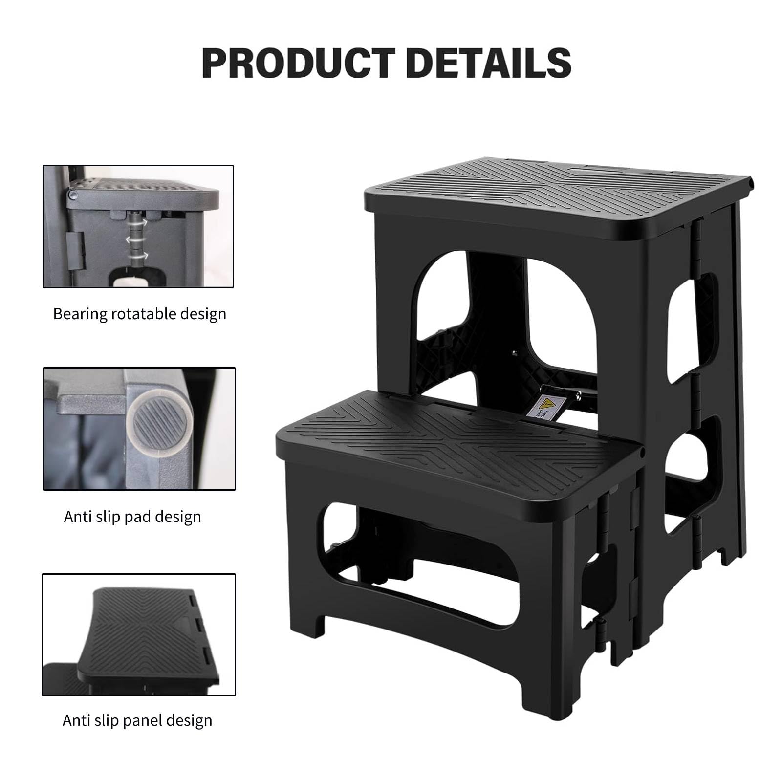 Gttyowyin 2-Step Folding Stool supporting up to 300 lbs for sturdy use
