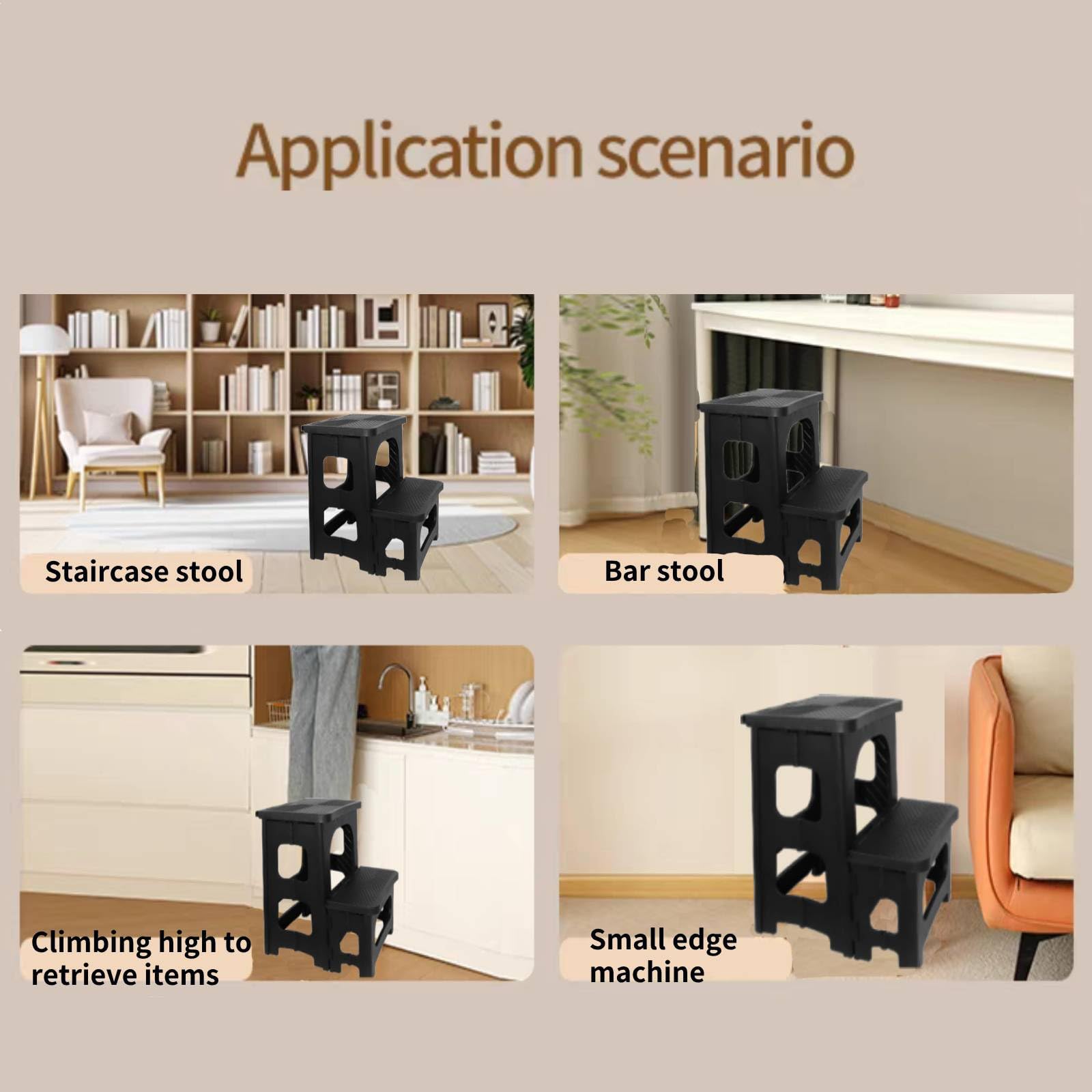 Gttyowyin 2-Step Folding Stool in kitchen use for meal prep tasks