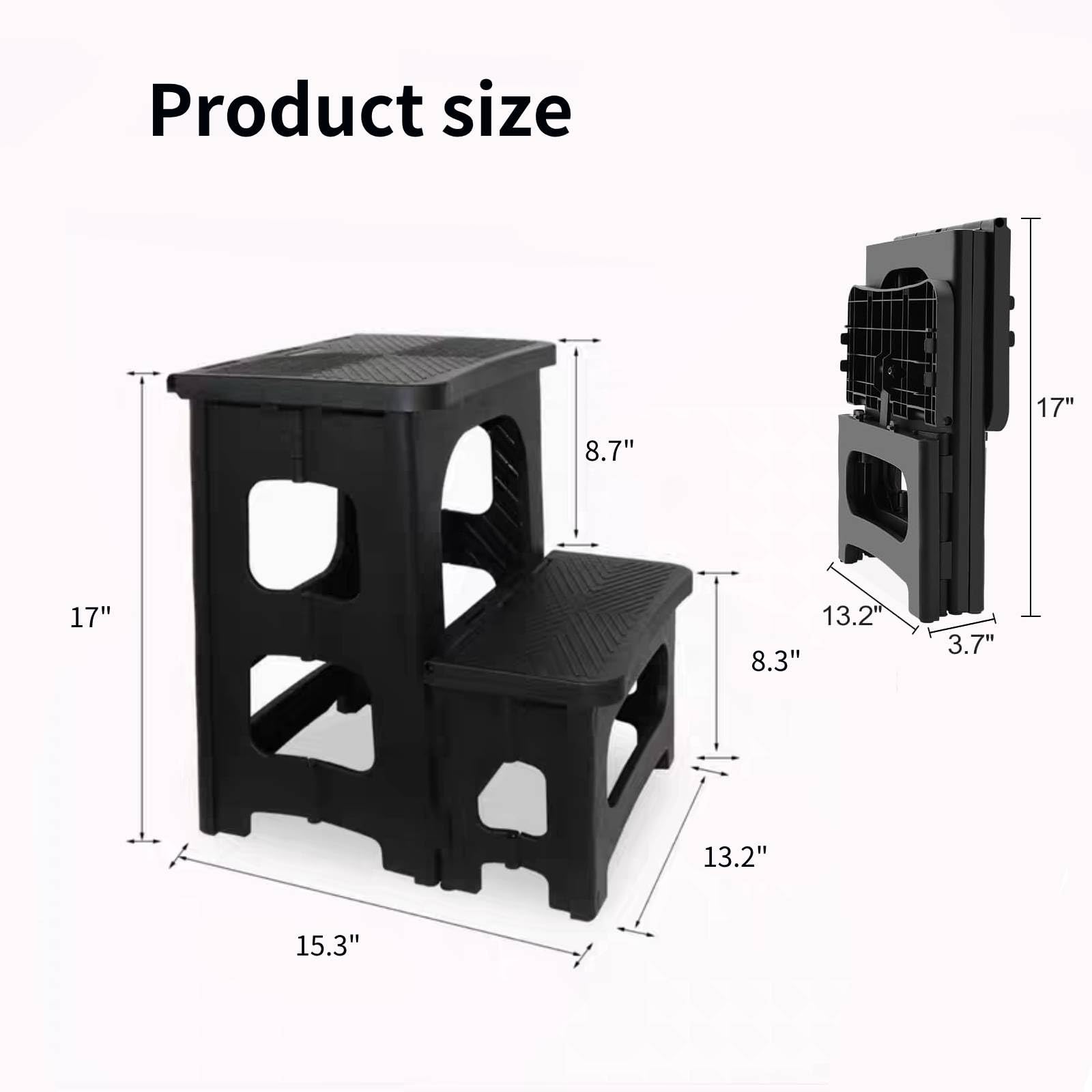 Gttyowyin 2-Step Folding Stool with non-slip treads for safe footing