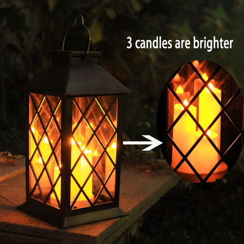 GUANFU lantern shows three-LED flickering flame for safe, decorative lighting.