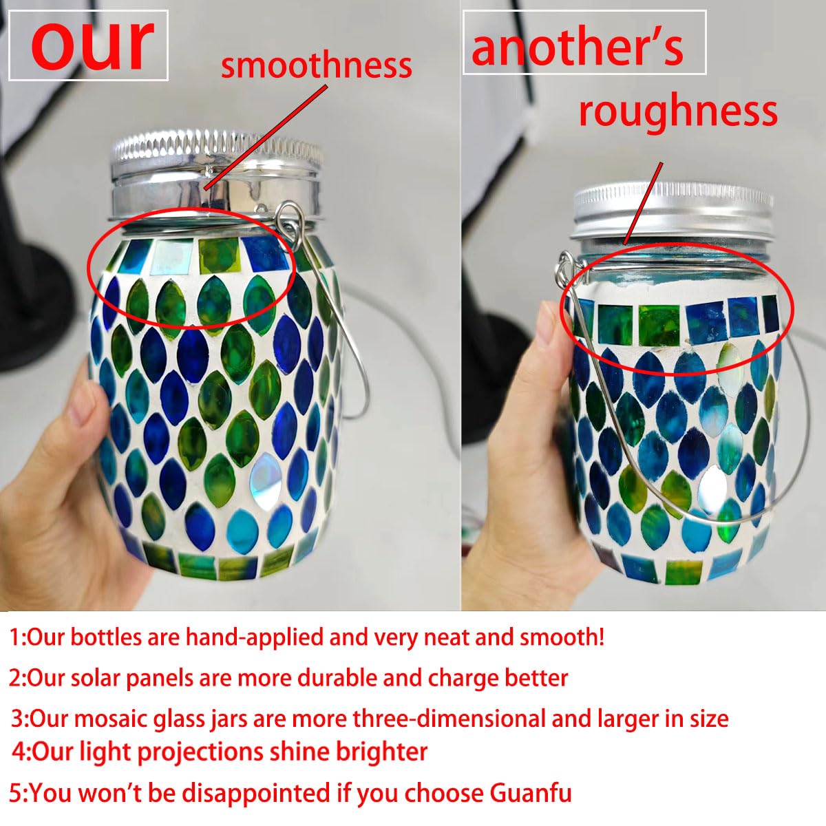 GUANFU hanging solar mosaic lantern creates warm night ambiance