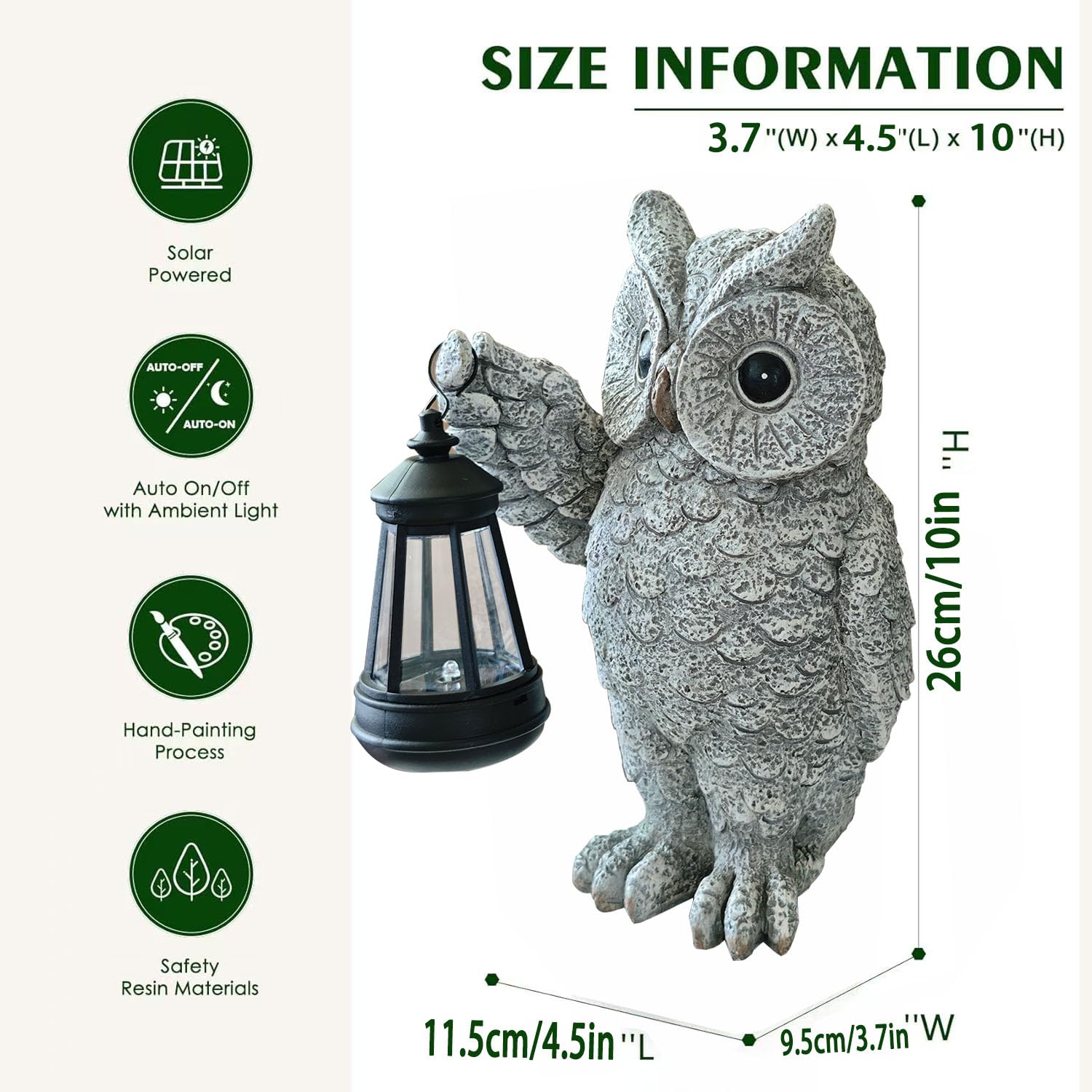 GUANFU garden statue features realistic feathers and a glowing lantern.