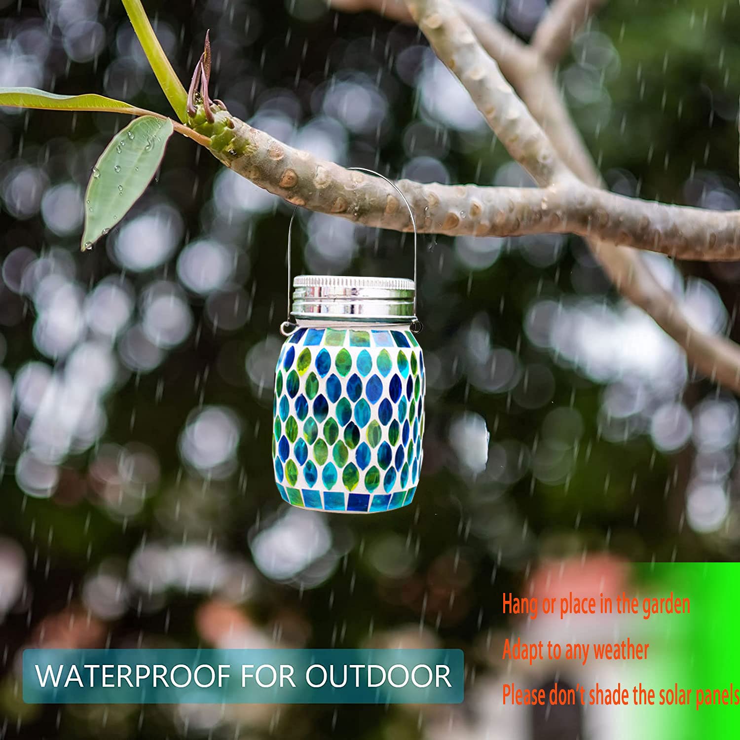 GUANFU tree lights mosaic lantern adds gentle color to garden canopies