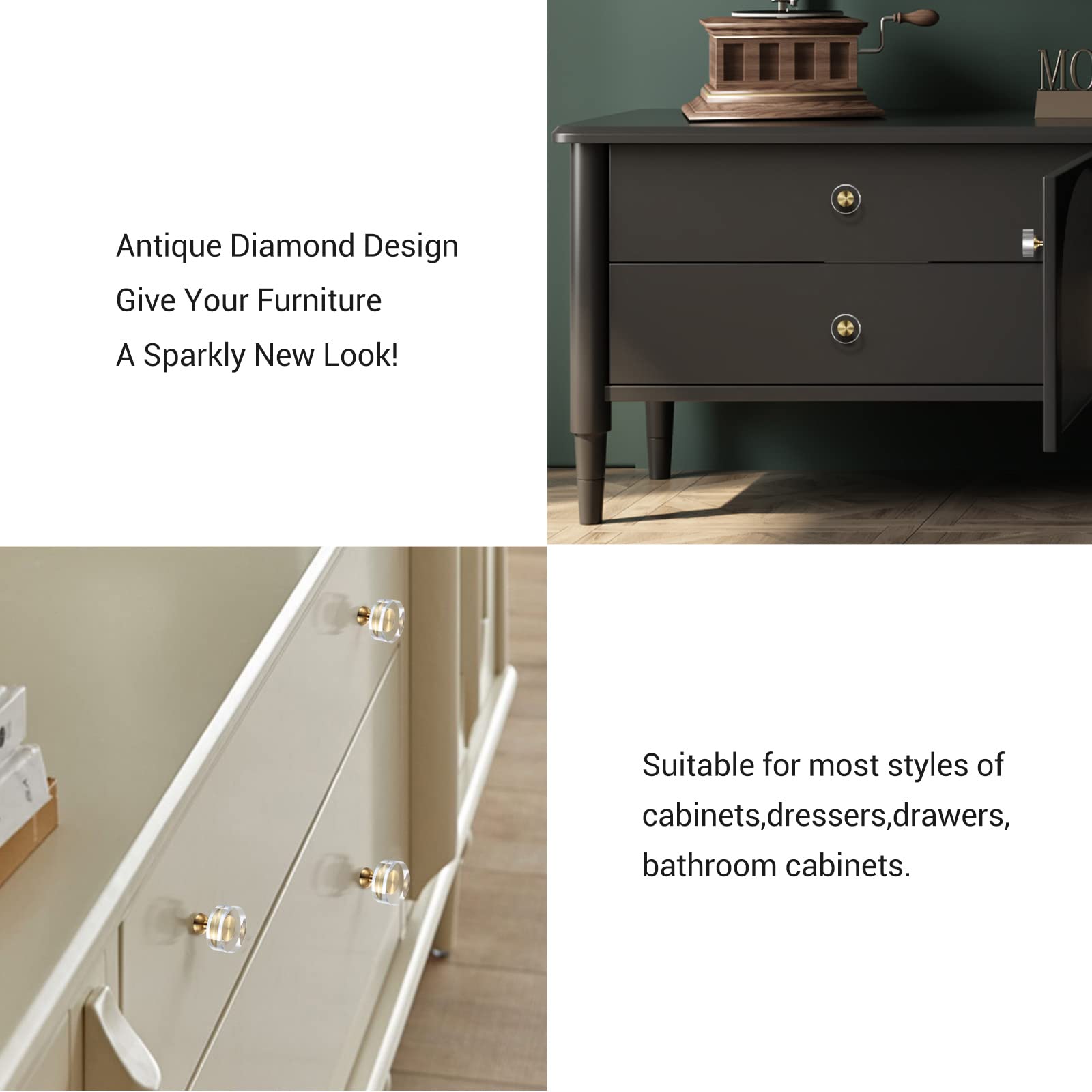 Guank crystal brass knob in bedroom vanity provides quick upgrade