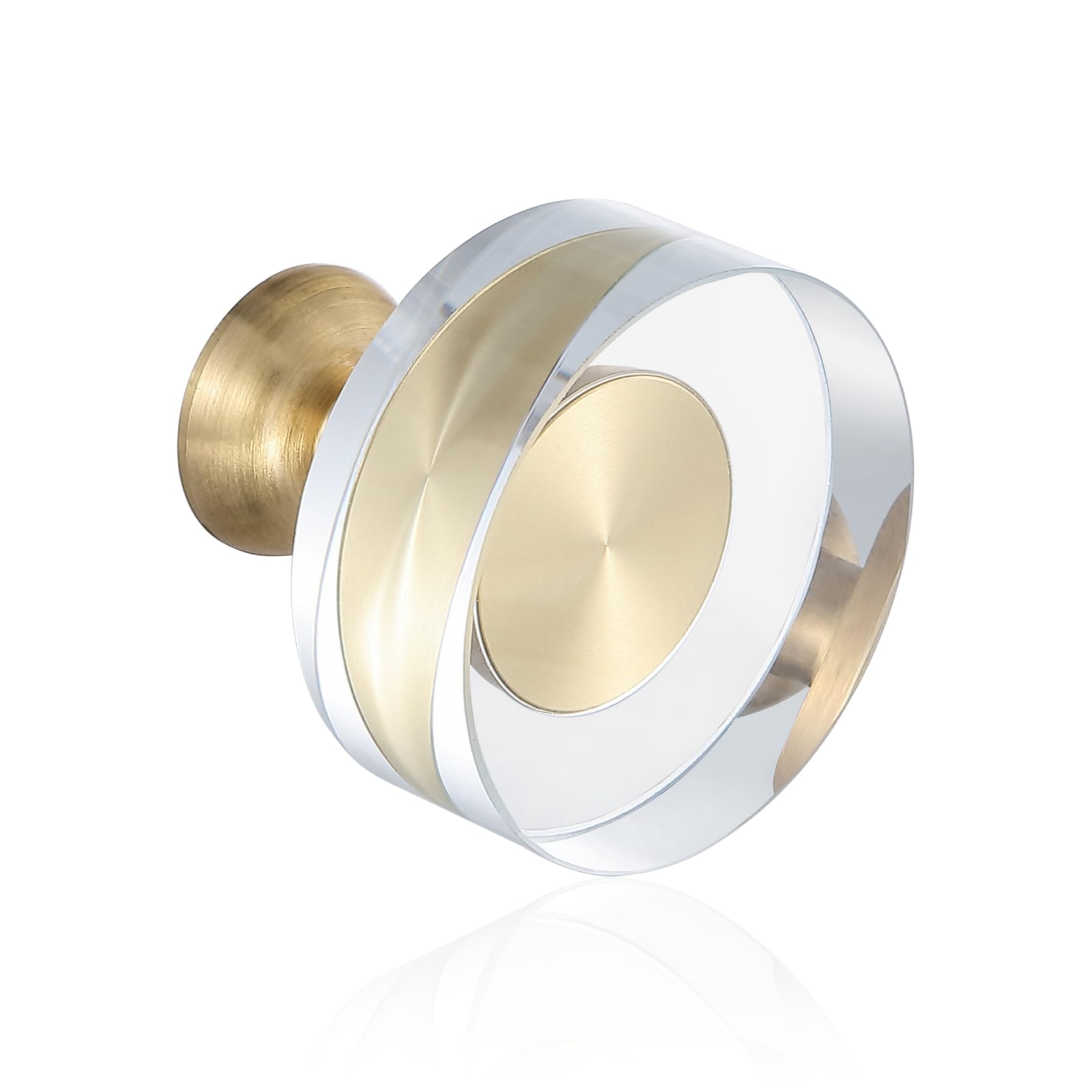 Guank crystal brass knob closeup shows clear glass with brushed gold finish for a luxe look