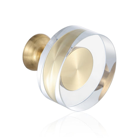 Guank crystal brass knob closeup shows clear glass with brushed gold finish for a luxe look