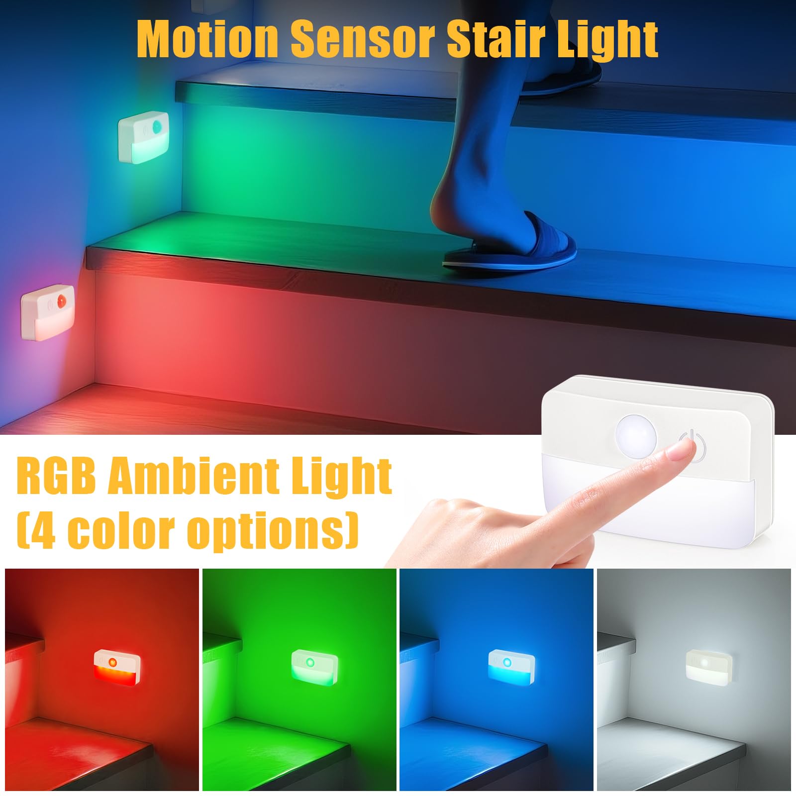 Guankai motion sensor stair light with wireless installation via adhesive pads