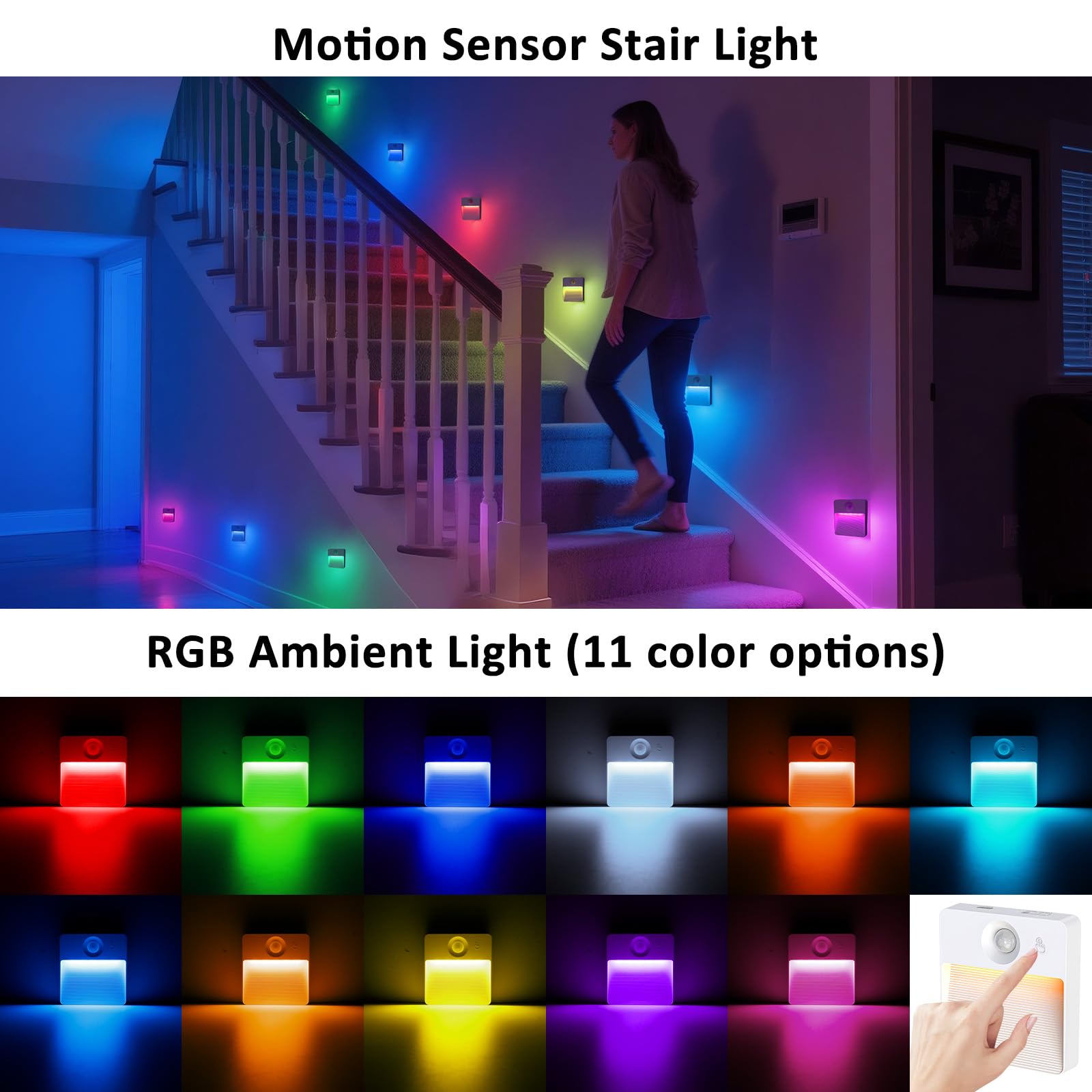 Guankai stair light magnetic mount close-up showing tool-free installation.