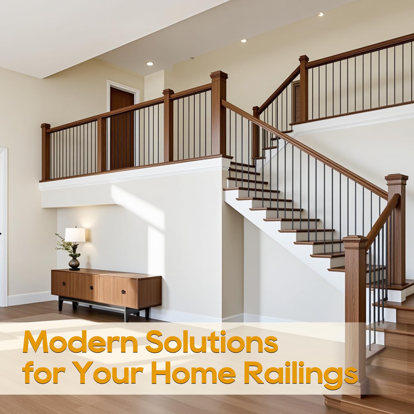 Guanlotion deck baluster with black finish enhances modern interior aesthetics