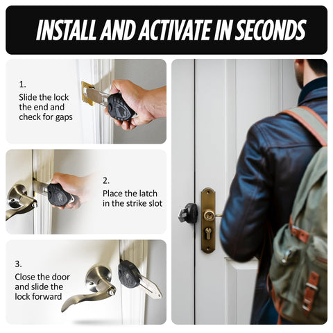 Guard Dog Security Blocklock dorm-room setup emphasizes renter-friendly privacy in shared spaces.