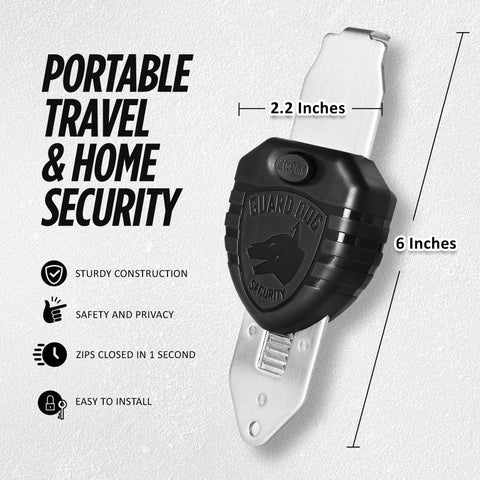 Guard Dog Security Blocklock in-use door illustrates quick, tool-free security in seconds.