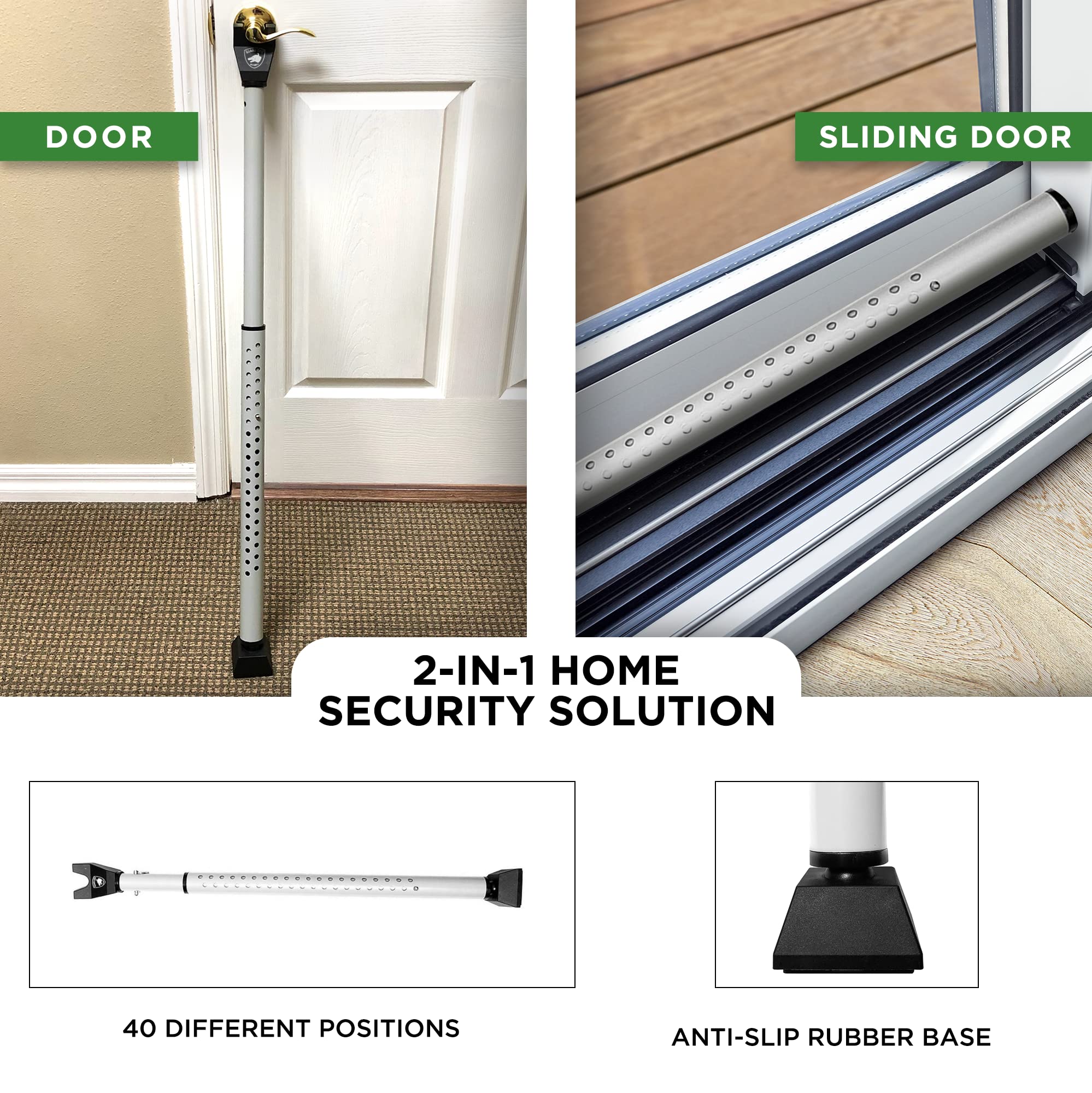 Guard Dog Security bar installs under the door knob in minutes.