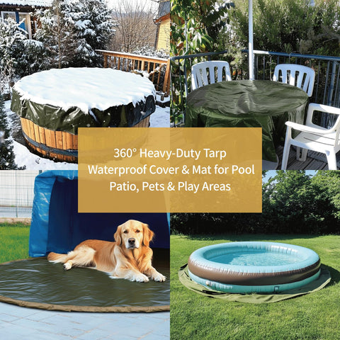 Guard Shield round tarp doubles as pool cover and patio gear shield