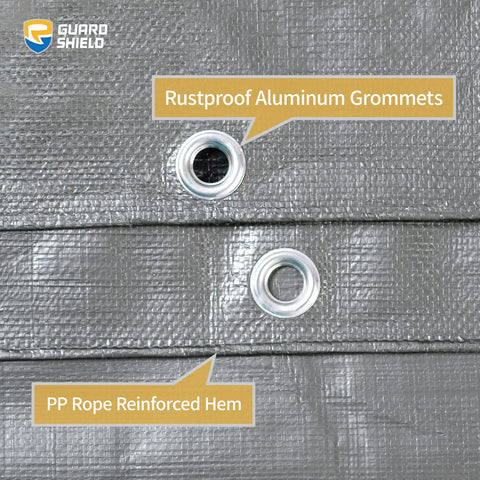 GUARD SHIELD rustproof aluminum grommets every 3 feet for secure anchoring.