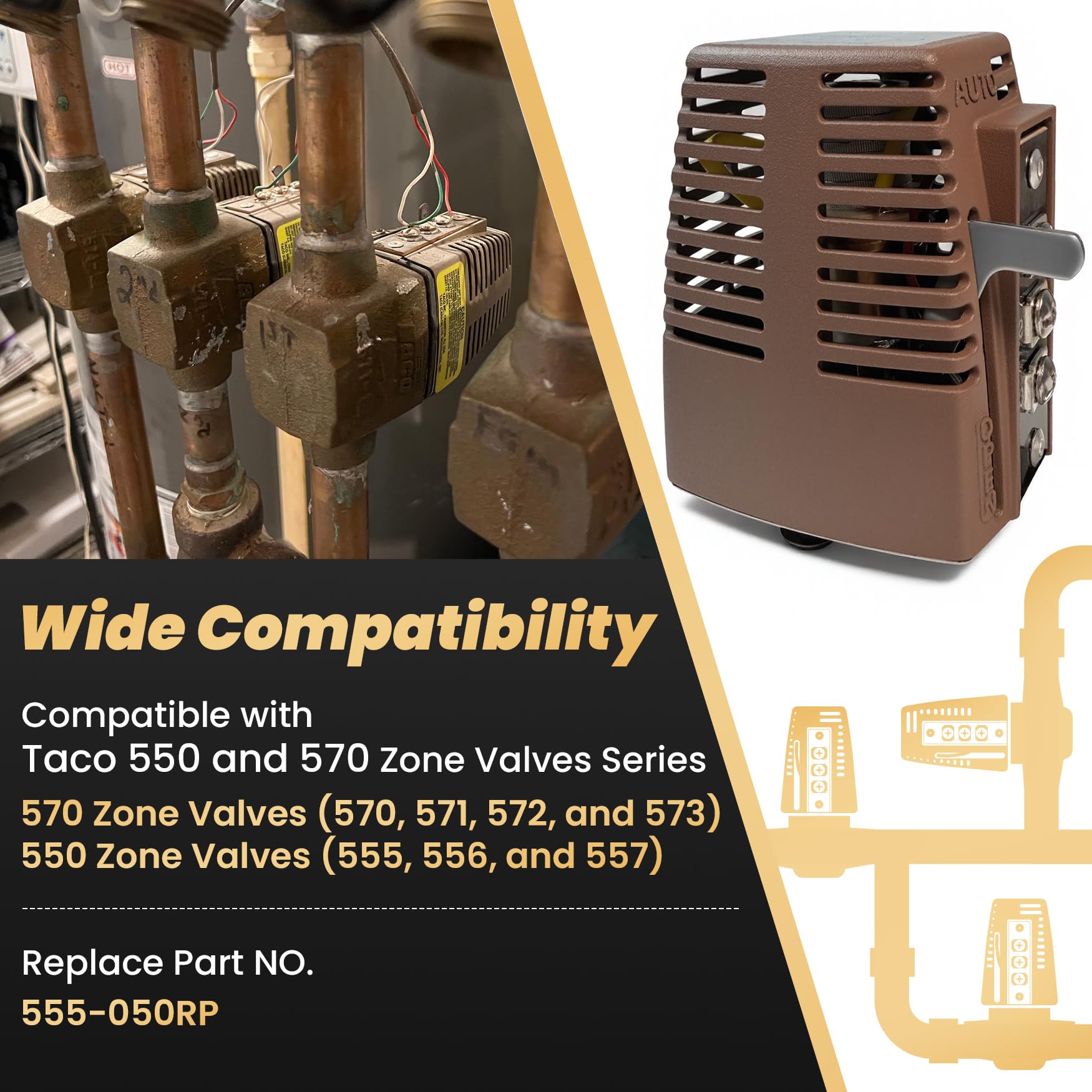 GuardFlow 555-050RP installation guide shows easy DIY setup for Taco valves.