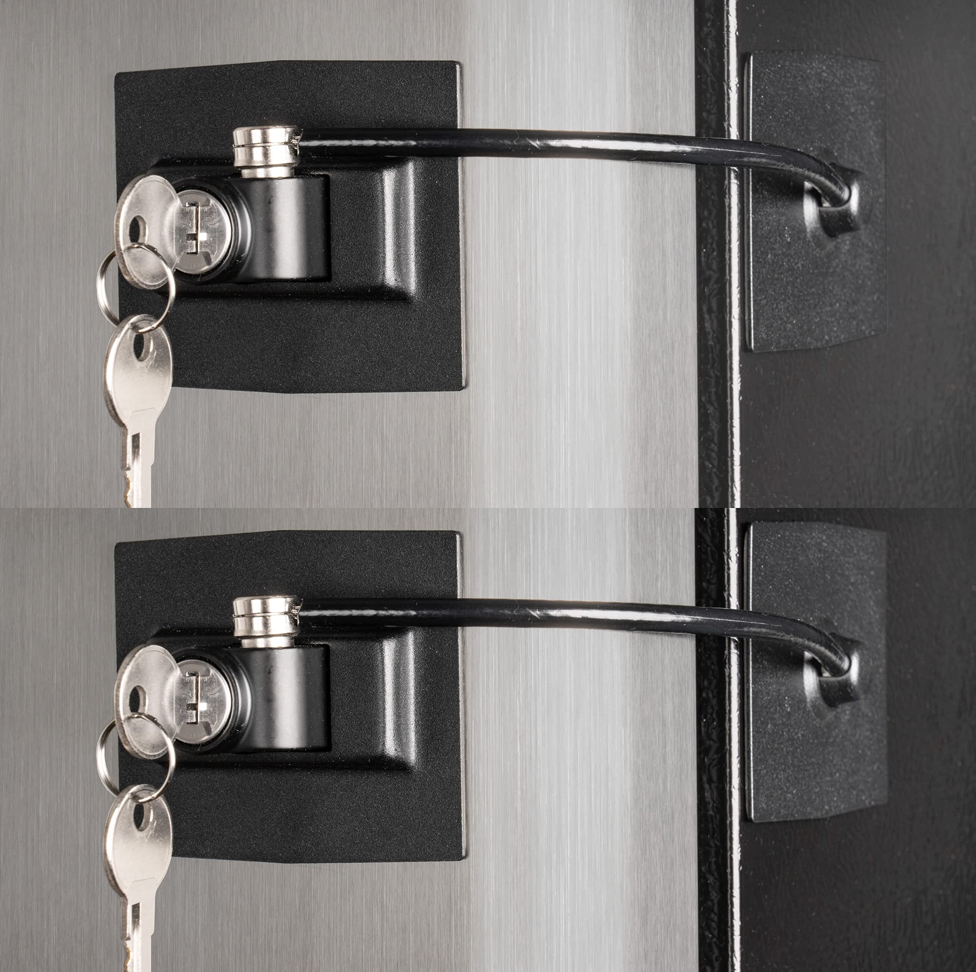 Guardianite 2-pack premium refrigerator lock black guards medicines, alcohol, and lunches.
