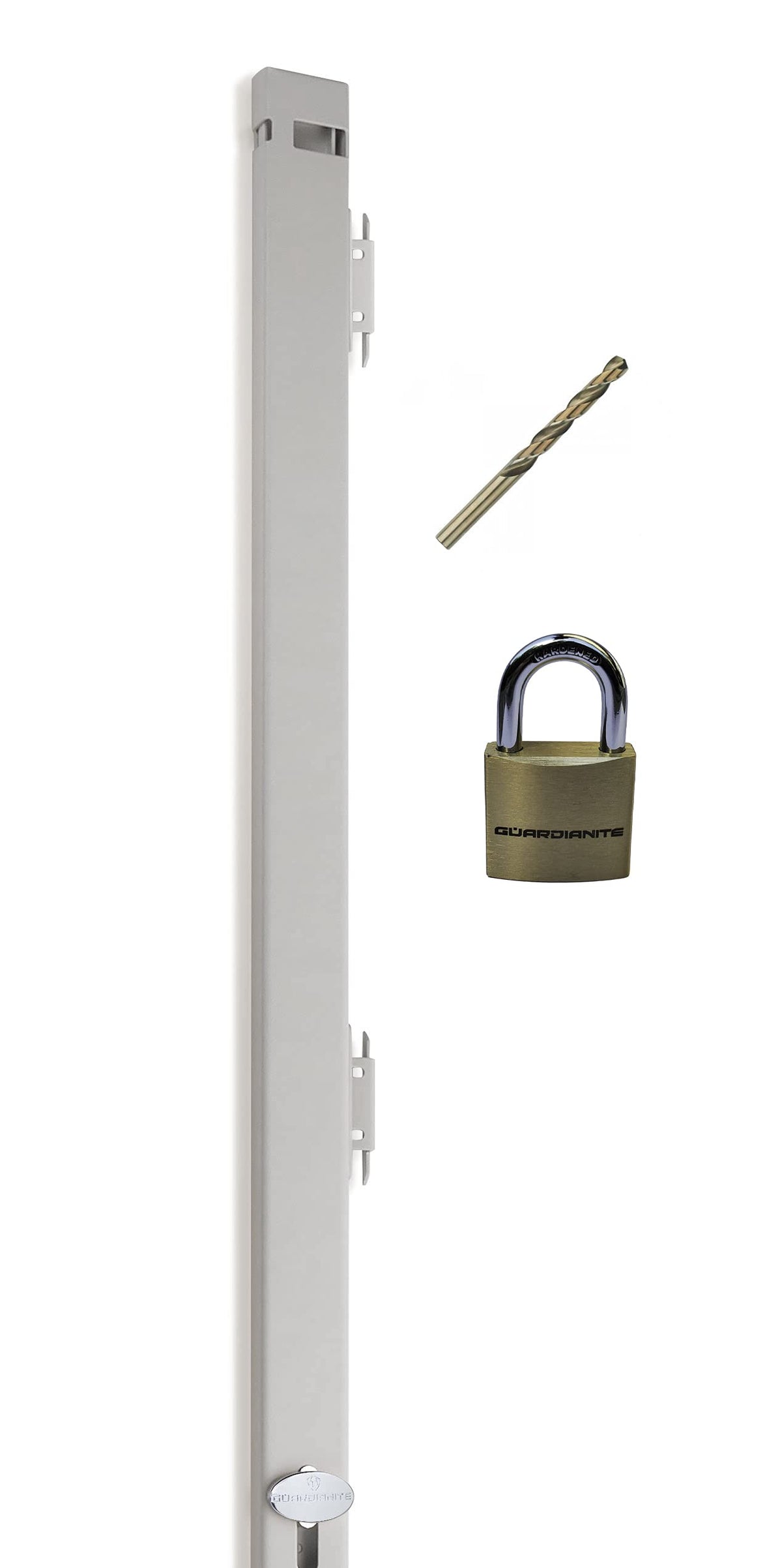 Guardianite 46-inch beige file locking bar secured to a cabinet for safe documents.