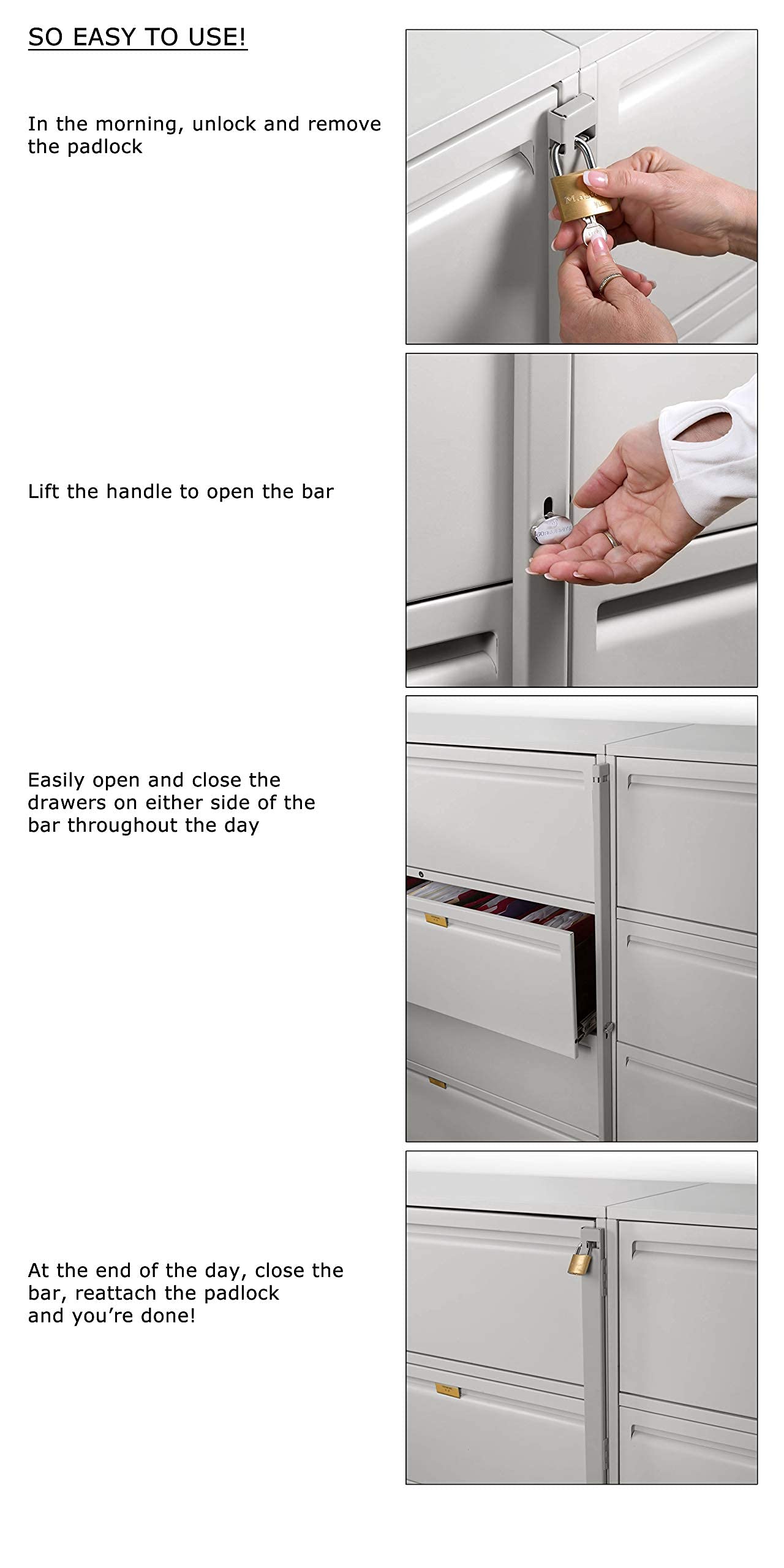 Beige Guardianite bar mounted on cabinet frame for left or right installation.