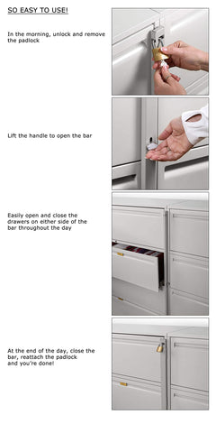 Beige Guardianite bar mounted on cabinet frame for left or right installation.