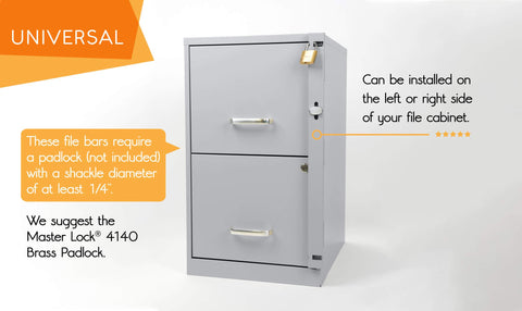 Closed Guardianite bar secured with a padlock for protection.