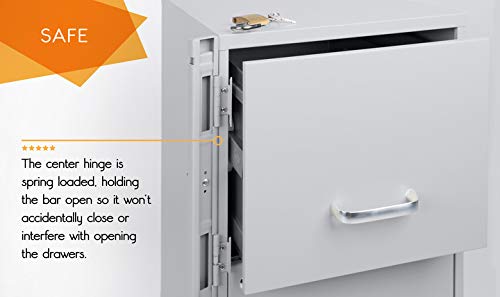 Guardianite bar in open position showing spring-loaded hinge.
