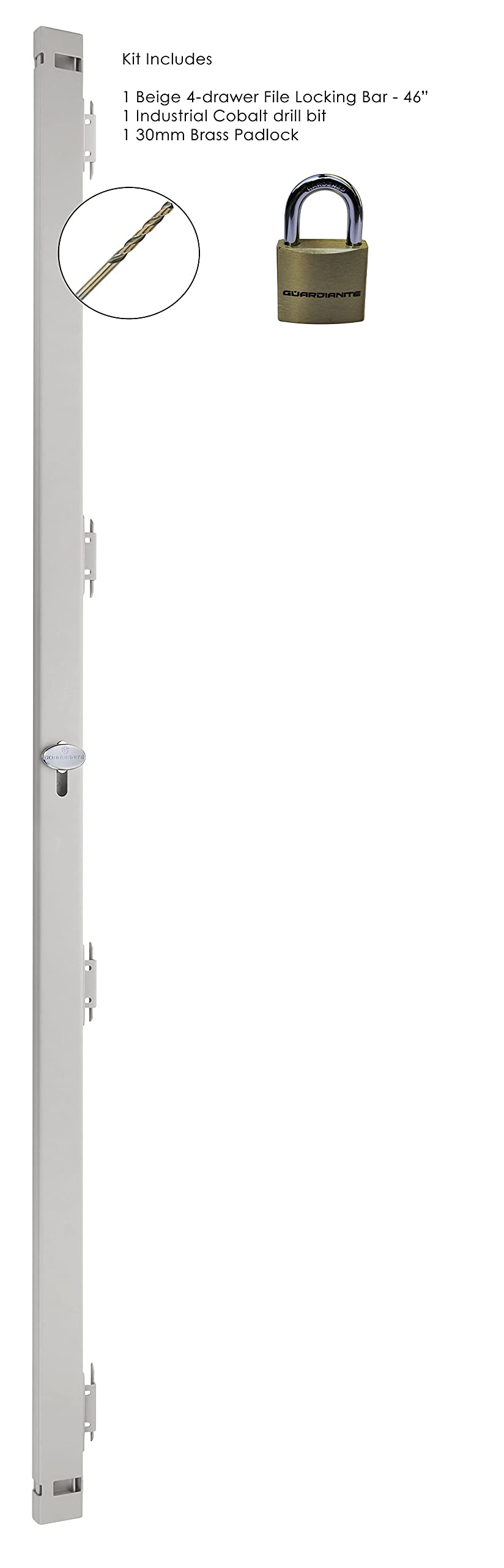Guardianite locking bar in the open position showing the spring-loaded hinge for easy access.