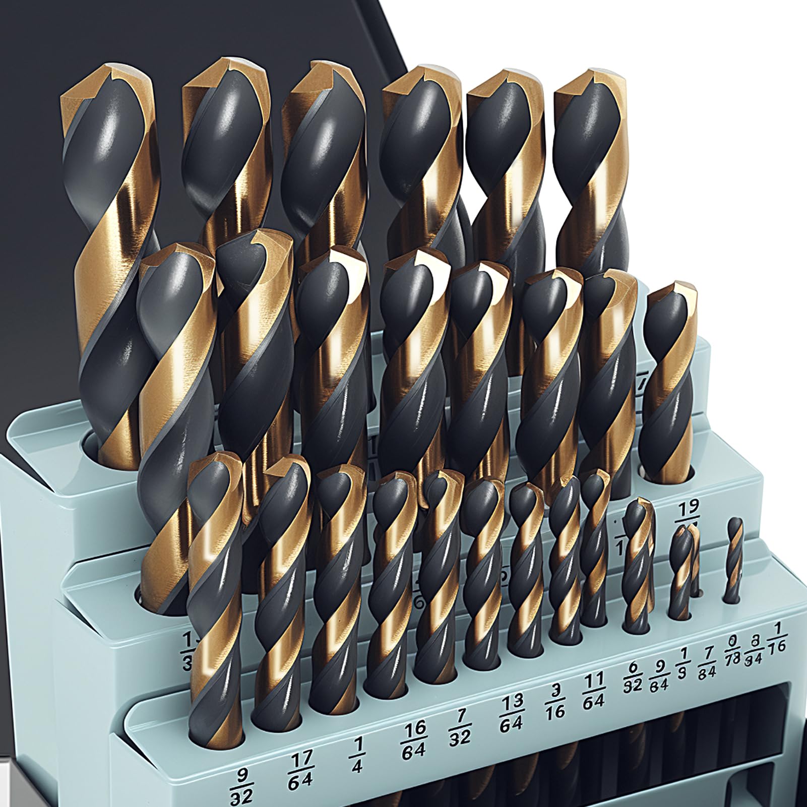 GuardPro 29Pcs cobalt drill bits with black and gold finish for versatile metal, wood, and plastic drilling