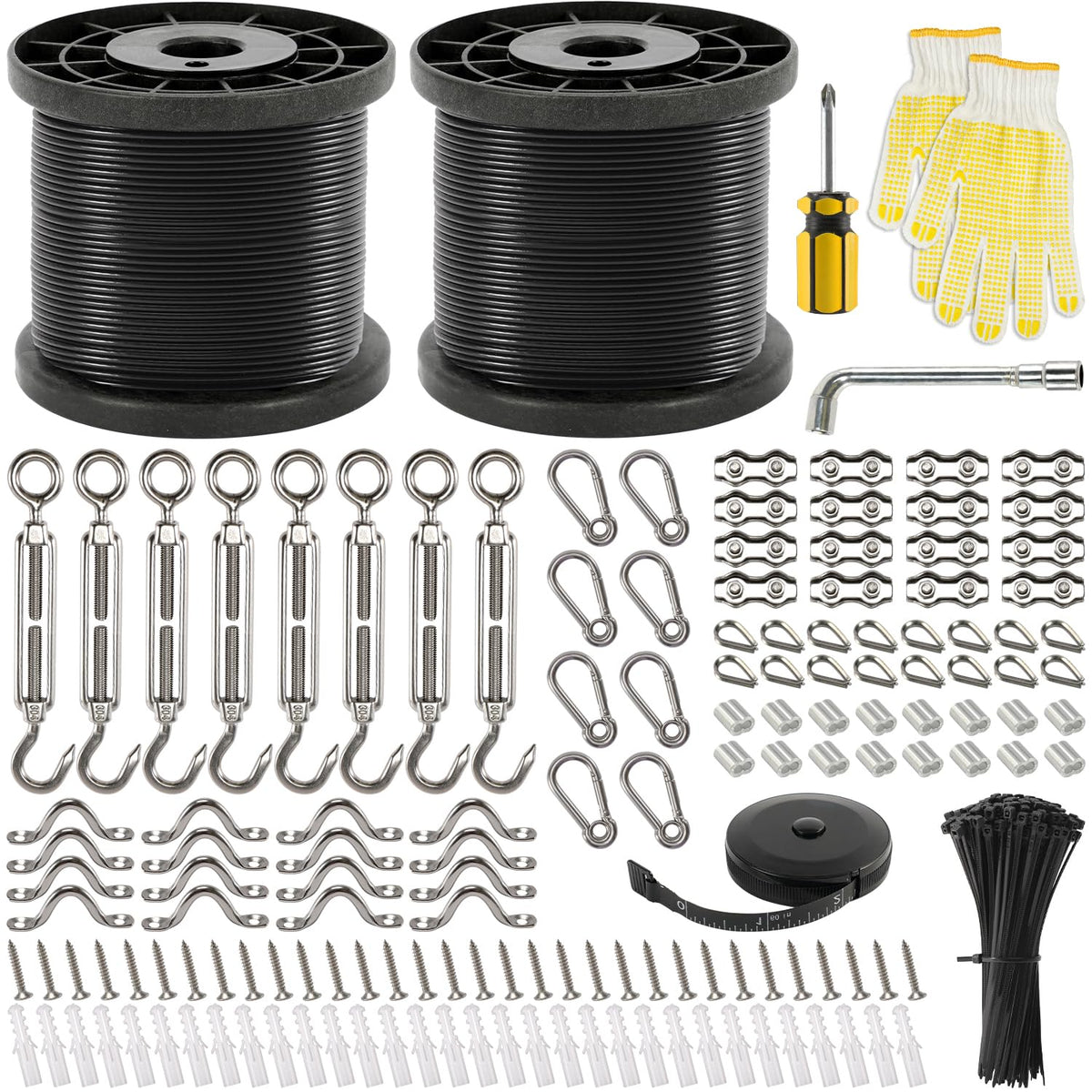 GUATTINE 400ft guide wire cable supports large outdoor string lights securely.