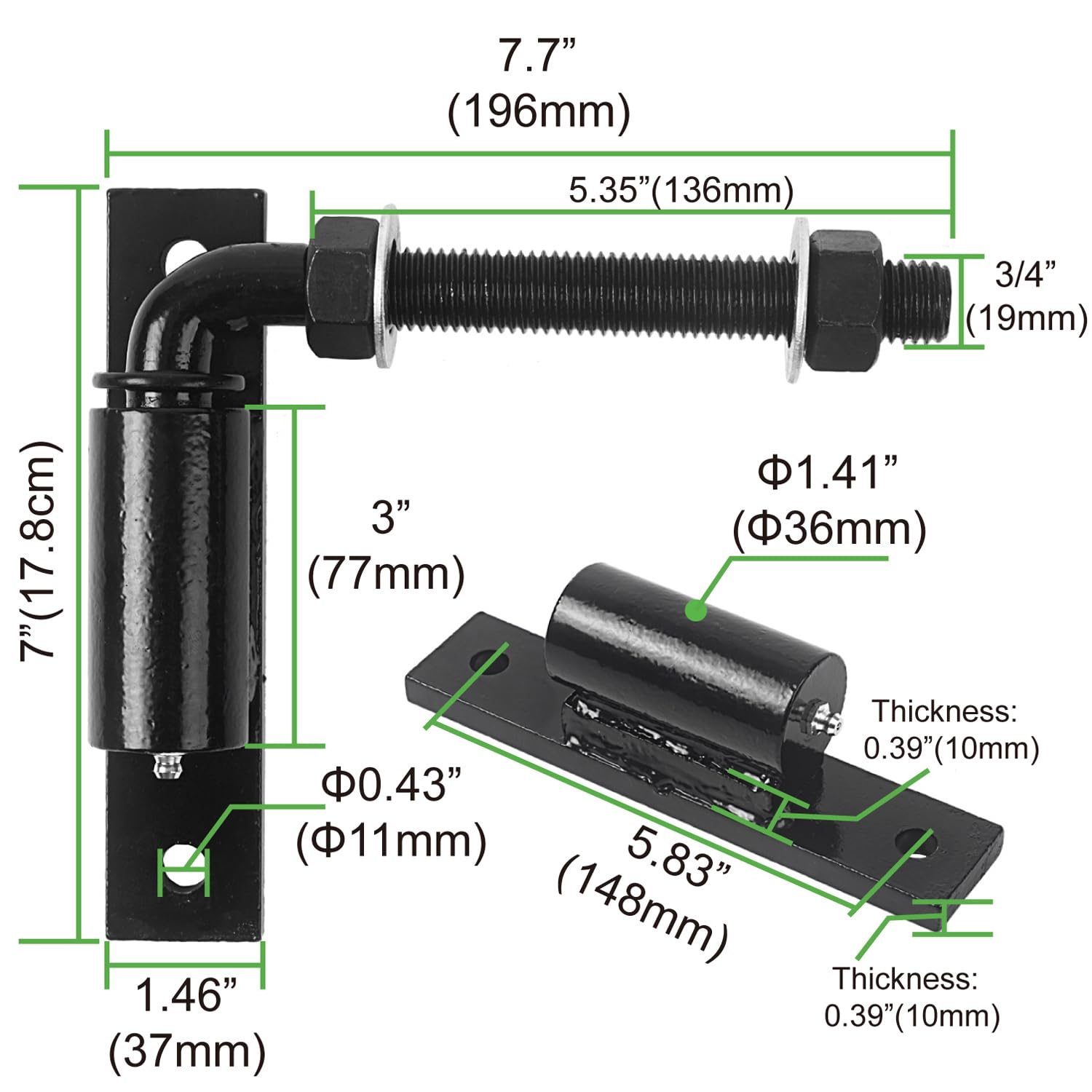 Gudwells gate hinge with ball-bearing interior enables smooth operation for frequent gate use