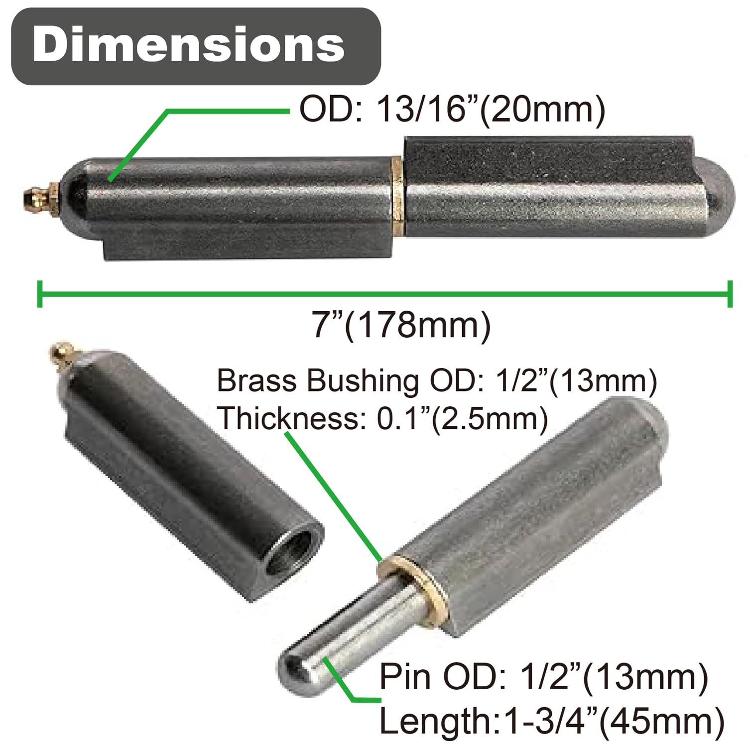 Gudwells grease zerk fitting enables easy lubrication for long life.