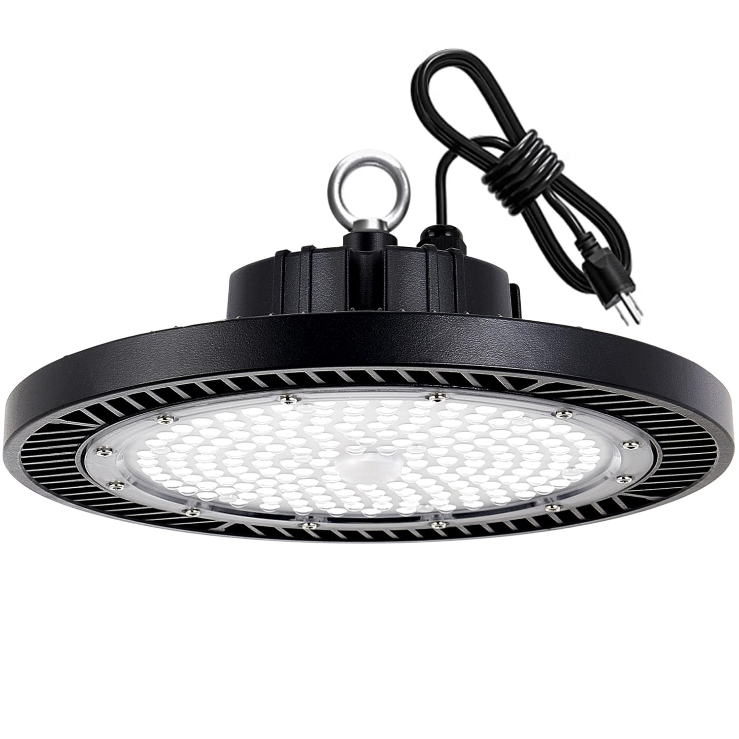 Gugsey LED high bay light full view showing the UFO design for garages and workshops.