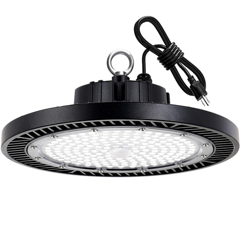 Gugsey LED high bay light full view showing the UFO design for garages and workshops.