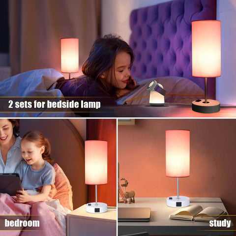 Gugsey table lamp with pink lampshade creates soft, eye-friendly lighting.